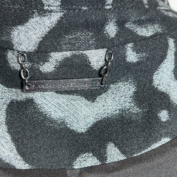 DIANE VON FURSTENBERG "THEODORA" WOOL LEATHER Grey Black MOTO JACKET Sz Med 10 - Picture 8 of 12